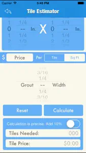 Tile Project Estimator Tool screenshot #2 for iPhone