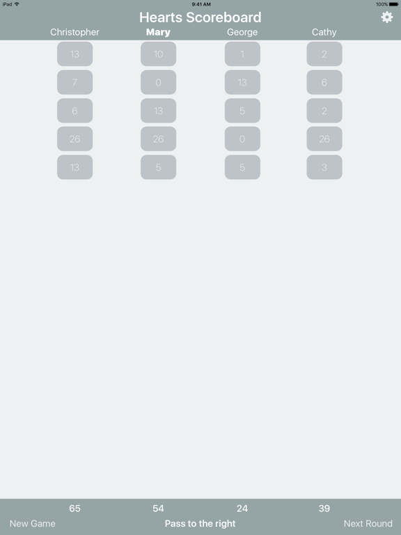 Hearts Scoreboard - Keep Track of your Hearts Scores! iPad screenshot 4 - Games app