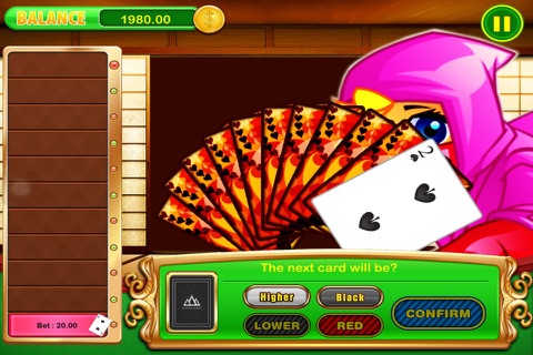 Ninja Adventure Hi-Lo in Vegas Cards with Fire Blast in Casino Tower Pro screenshot 3