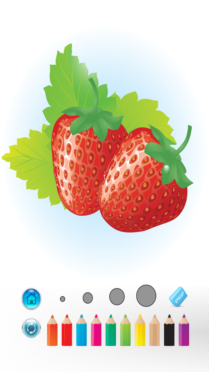 Fruits Coloring Book - digital drawing and paint for kids