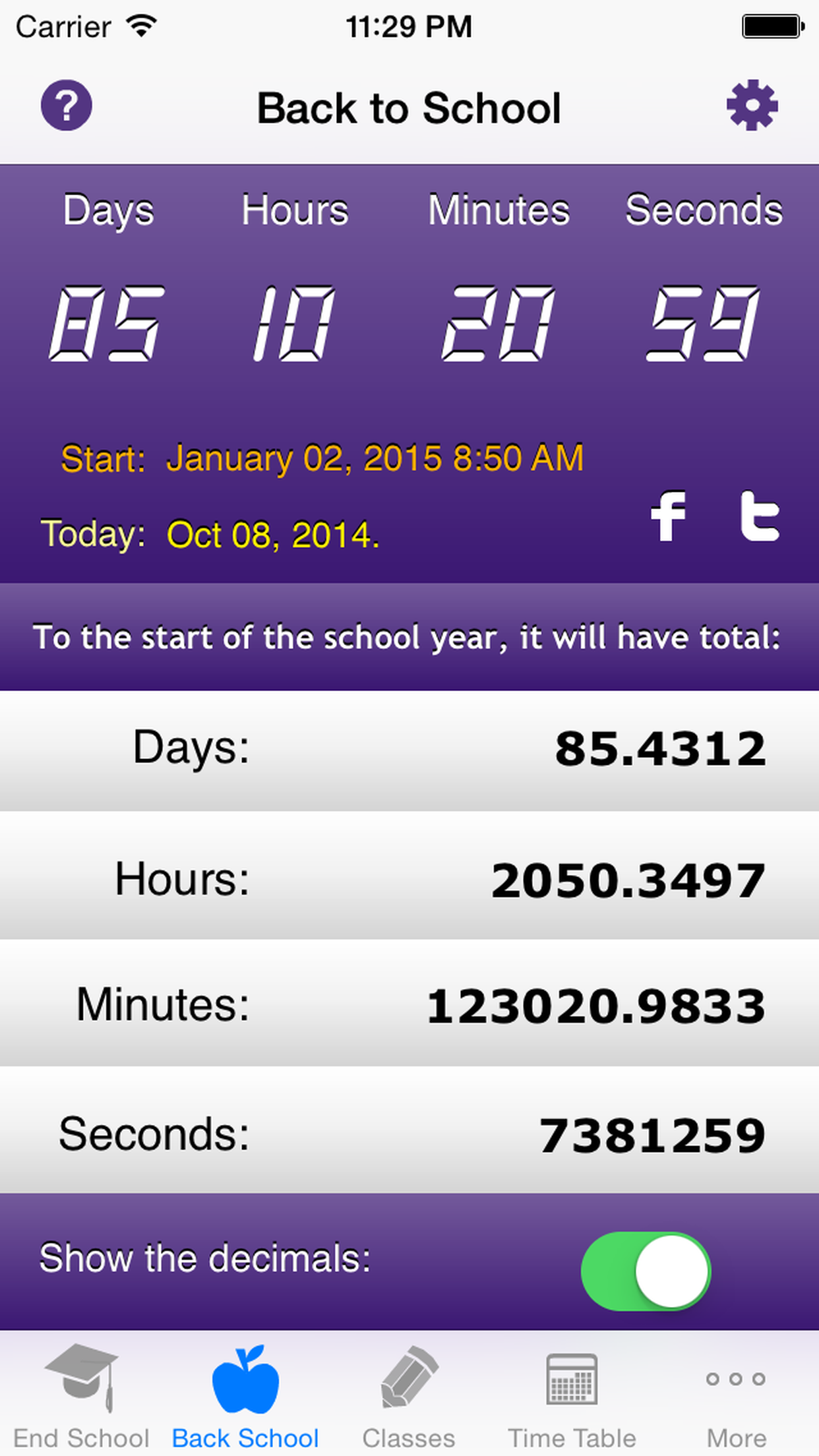 School Countdown - A Smart Class Timetable for Teacher and Student
