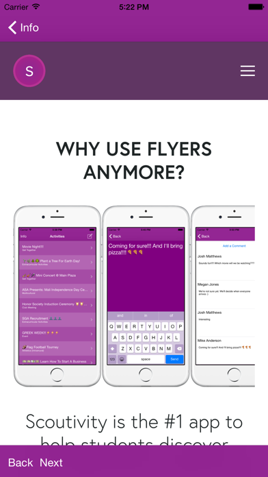 scoutivity - Share What's Happening Around Campus! iPhone screenshot 2 - Social Networking app