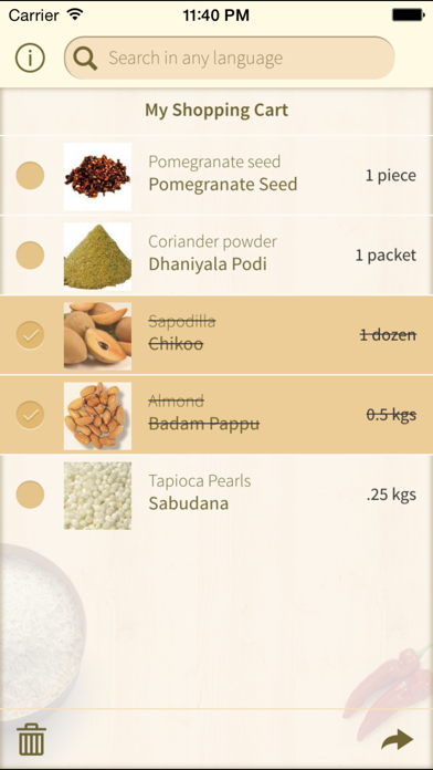 Screenshot #2 pour DesiGro - Indian Grocery names in multiple languages. Convert, translate, share and create desi shopping lists