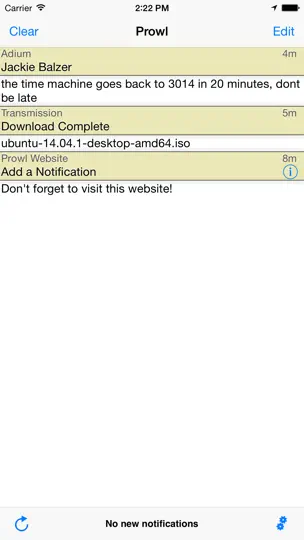 Screenshot von Prowl: Easy Push Notifications auf dem iPhone 1
