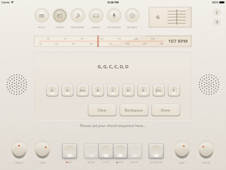 Banjo Rolls Trainer iPad