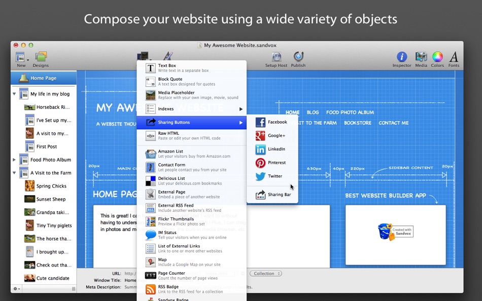 #3. Sandvox (macOS) Podle: Karelia Software LLC