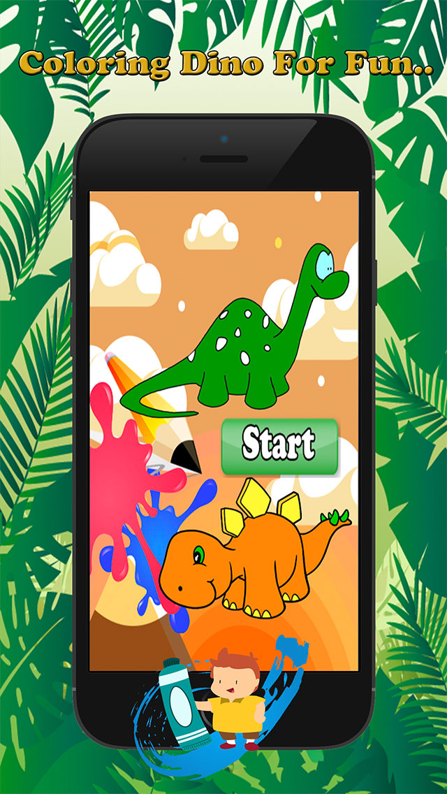 Cute Dino Paint and Coloring Book Learning Skill - Fun Games Free For Kids