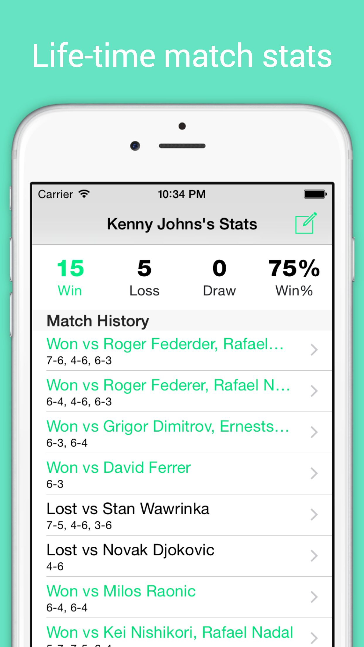 TennisCore - track tennis scores & review stats screenshot 4