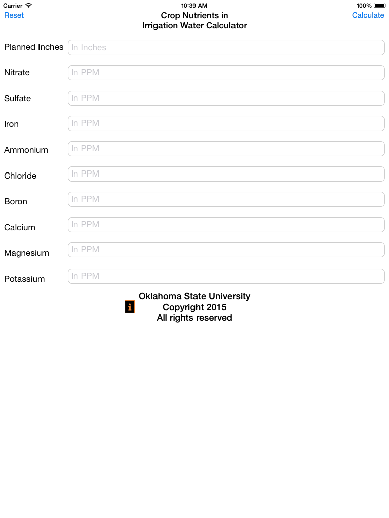 Crop Nutrients in Irrigation Water Calculator