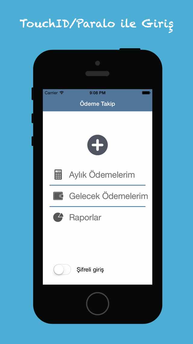 Screenshot #1 pour ÖdemeTakip & Touch ID / Parola ile Giriş ,Fatura, Kredi Kartı, Banka, Borç Bilgileri