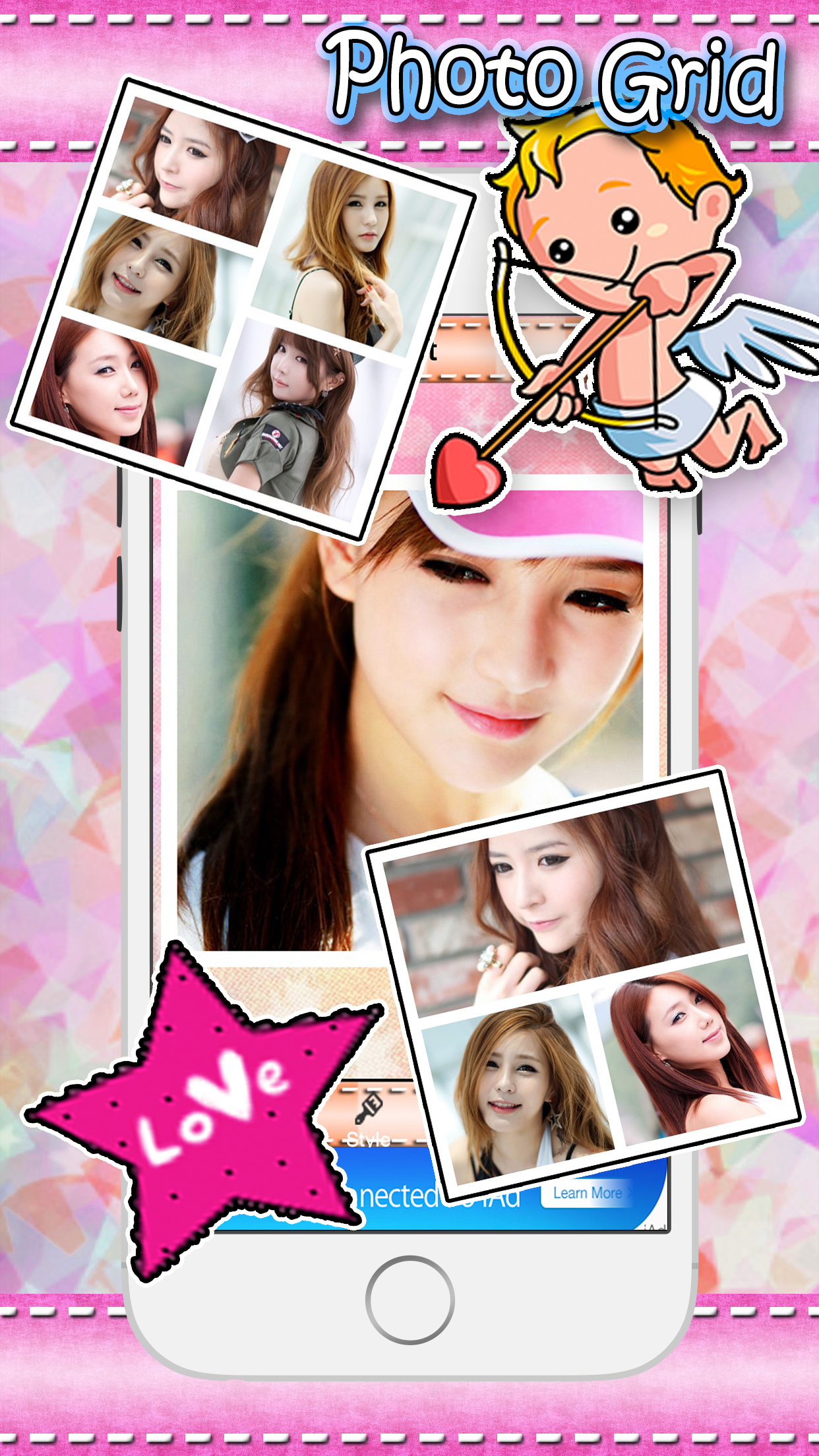 Cute Frame photo editor : plus sticker, filters, effects, grid, border stitch screenshot 3