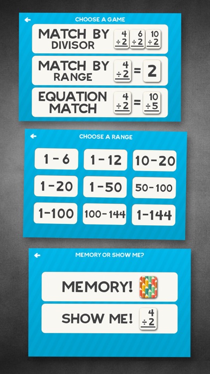 Division Flashcard Match Games for Kids in 2nd, 3rd and 4th Grade Learning Flash Cards Free