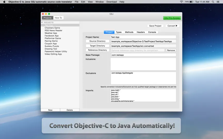 Captura de pantalla de Objective-C To Java - O2J Automatic Source Code Translator en iPhone 1
