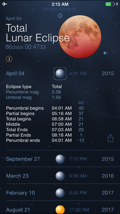 Screenshot #1 pour Solar and Lunar Eclipses - Full and Partial Eclipse Calendar