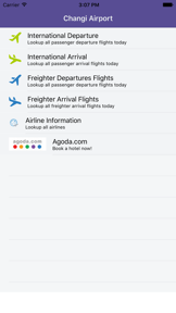 Changi Airport Flight Status screenshot