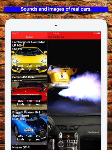 Garage: simulator exhaust sounds sports car. iPad screenshot 3 - Entertainment app