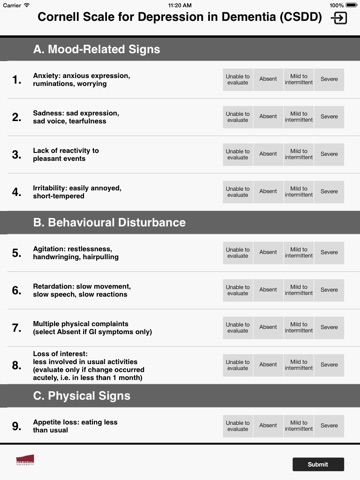 Cornell Scale for Depression in Dementia screenshot 2