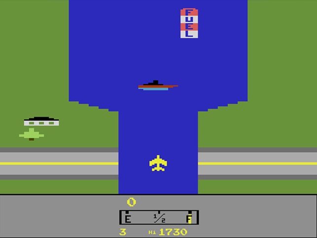 Jogo de avião: River Raid (clássico do Atari) 