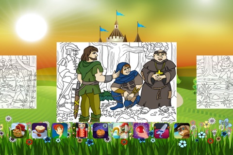 Robin Hood and the Little John meeting. Coloring book for children screenshot 3