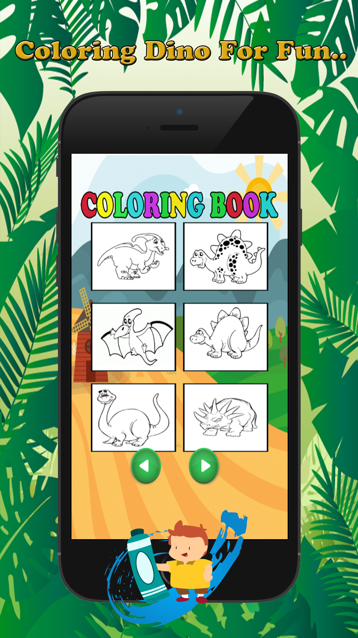 Cute Dino Paint and Coloring Book Learning Skill - Fun Games Free For Kids screenshot 4