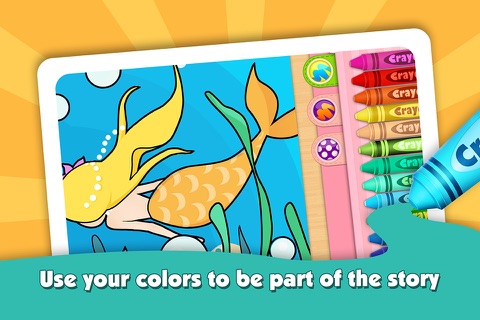 Kids Color Book: Bedtime Stories Little Mermaid Princess - Educational Coloring & Painting Game Design for Kids & Toddler screenshot 2