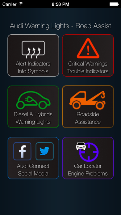 App for Audi Cars - Audi Warning Lights & Road Assistance - Car Locator Screenshot