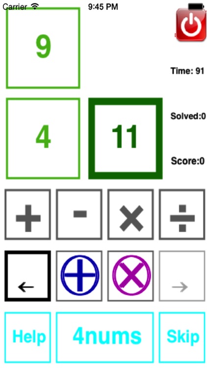 4 Numbers Math Game