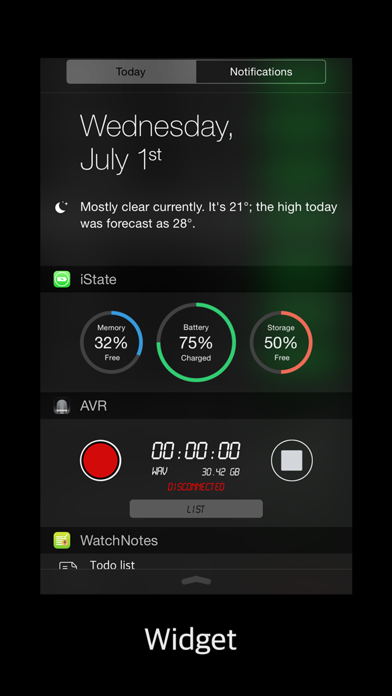 Screenshot #1 for iState - Glance at Battery,Memory,Storage Notification