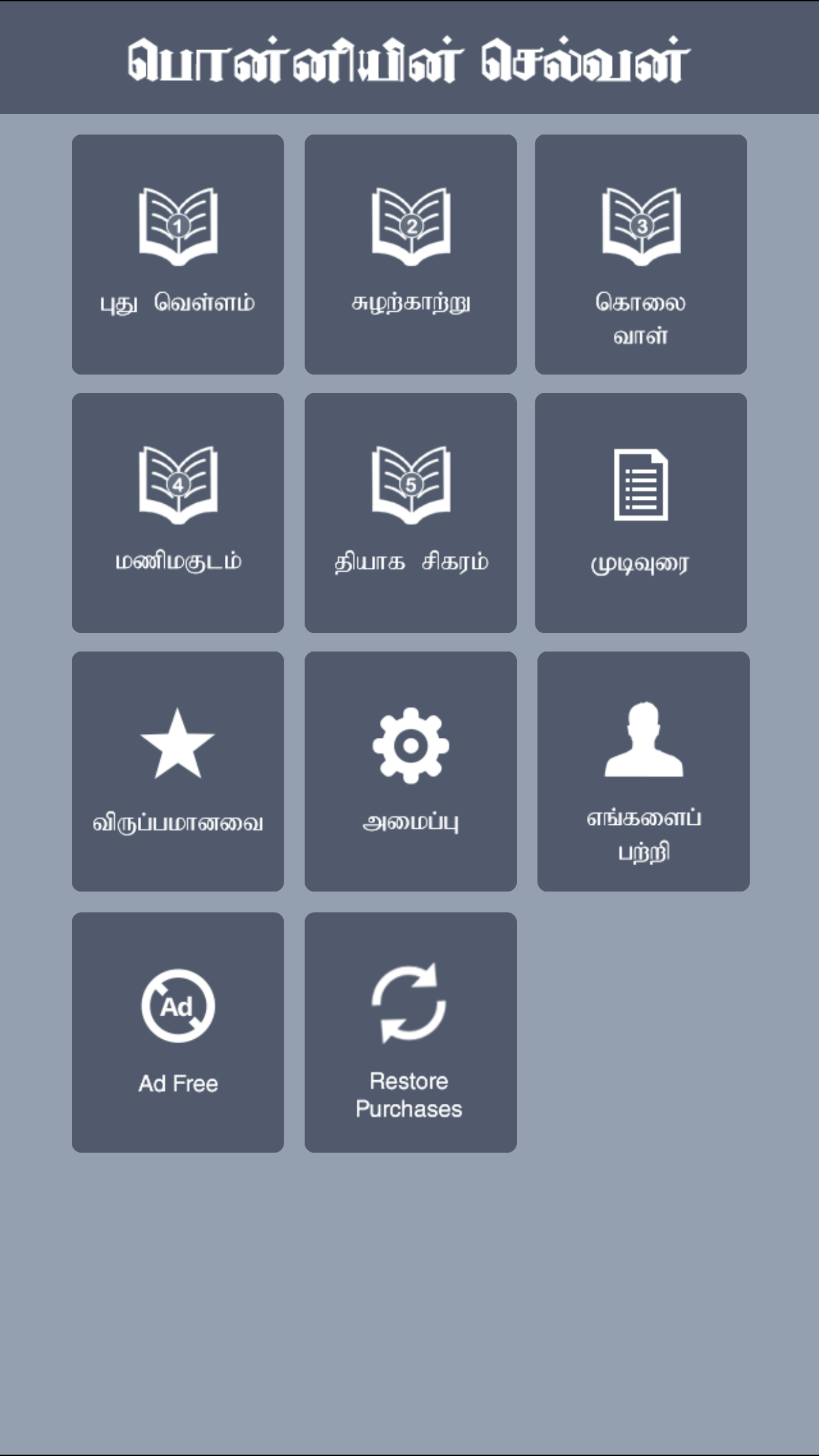 Ponniyin Selvan in Tamil