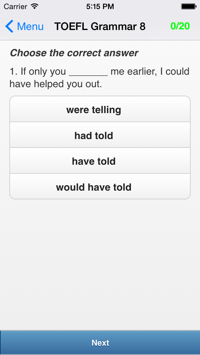 TOEFL Grammar Screenshot 3