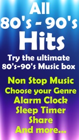 80s - 90s mega music hits player - Tune in to the best radio hits of the awesome 80's top 100 songs plus Rock and Pop screenshot