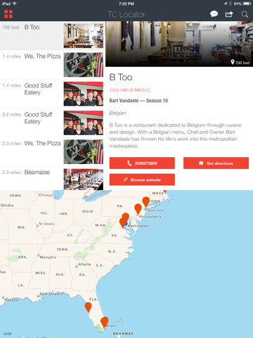 Locator for Top Chef Restaurants