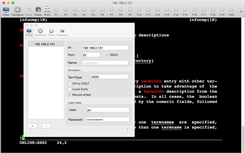 telnet lite iphone screenshot 2