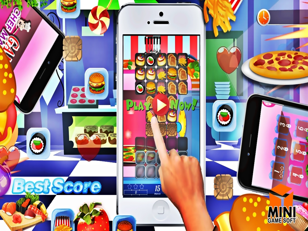 Chef Match 3 Sons - Hamburger Pizza Cake Sushi screenshot 3
