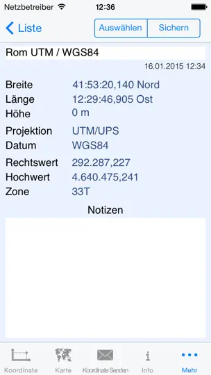 Screenshot von GeoPosition auf dem iPhone 4