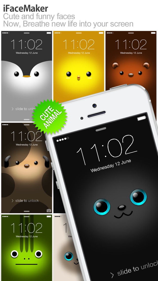 iFaceMaker ( Cute and funny faces ) : for Lock screen, Call screen, Contacts profile photo, instagram and iOS7 Screenshot 1