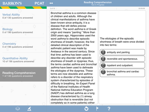 Barron’s PCAT Exam Review Practice Questions iPad screenshot 5 - Medical app