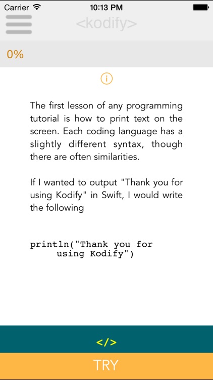 Kodify: A swift and easy way to learn the new programming language on the go
