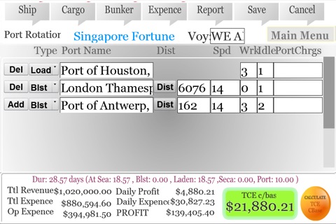 Voyage Estimation and Calculation screenshot 3