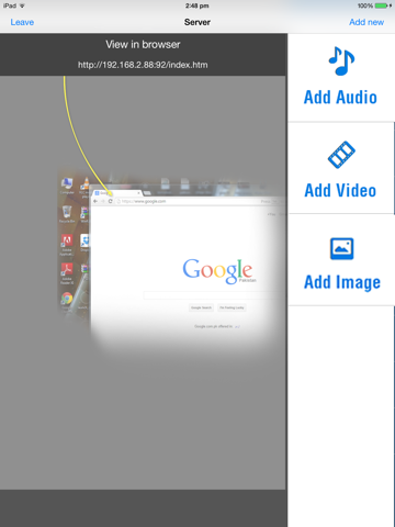 WiFi File Share iPad screenshot