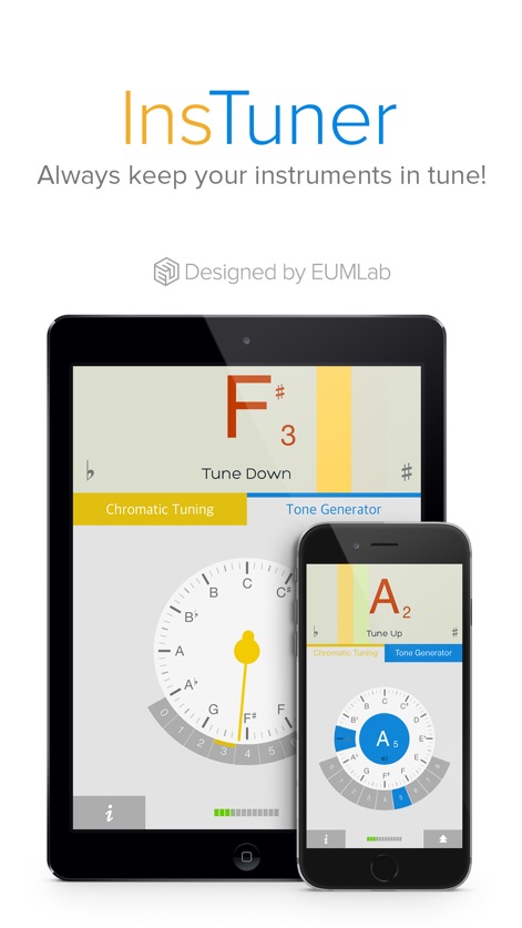insTuner Free - Chromatic Tuner - L'application insTuner Free s'adapte à tous vos appareils, offrant une interface claire et un "Fixed" note wheel intuitif pour un accordage précis sur iPad et iPhone.