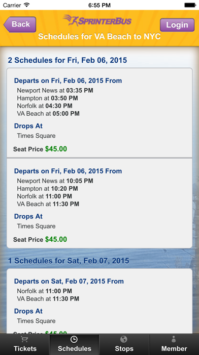 Sprinter Bus iPhone screenshot 1 - Travel app