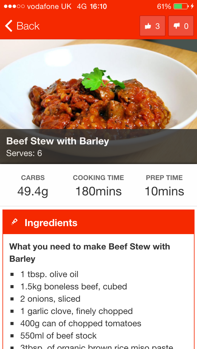 Diabetes Recipe App Screenshot