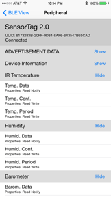 BLE View screenshot