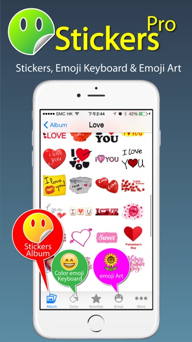Stickers Pro for iOS8 +Emoji Keyboard & Emoji Artのおすすめ画像1