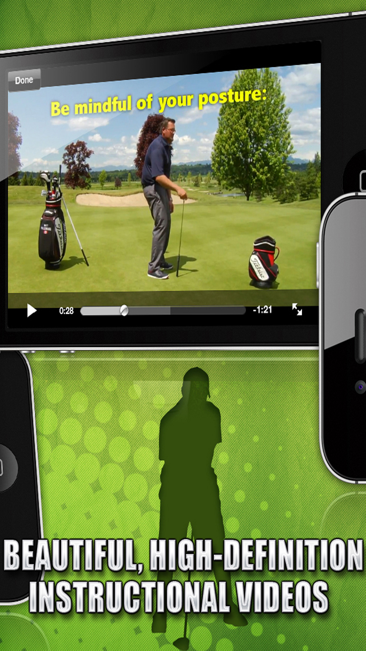 Golf Swing Coach HD FREE - Tips to improve putting, drive, tee-off, time