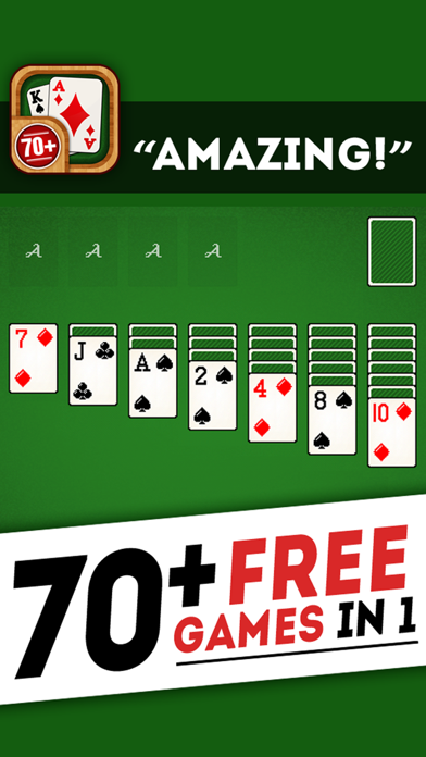 Solitaire 70 plus Free Card Games in 1 Ultimate Classic Fun Pack : Spider, Klondike, FreeCell, Tri Peaks, Patience, and more for relaxing screenshot 1