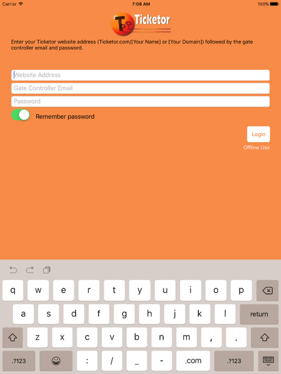 Ticketor Gate iPad screenshot 1 - Business app