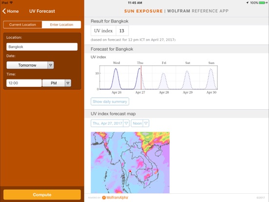 Screenshot #6 pour Wolfram Sun Exposure Reference App