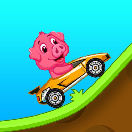Happy Pink Pig Car Racing Icon